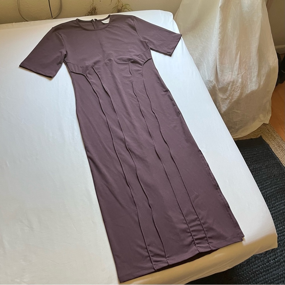 GESTUZ pale dusty plum‎ purple short sleeve midi dress